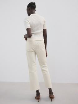 Mango Mid Rise Straight Fit Cropped Jeans, Beige - view 2, Beige