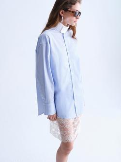 Mango Funnel Neck Oversized Shirt, Sky Blue, Sky Blue
