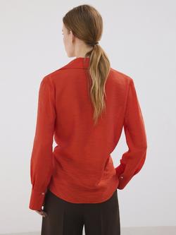 Mango Long Sleeve Wrap Shirt, Red - view 2, Red