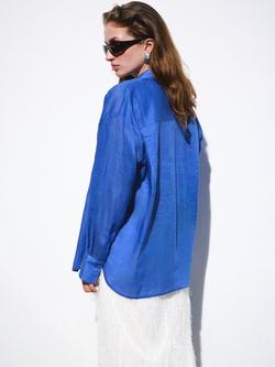 Mango Ramie Shirt, Blue - view 2, Blue