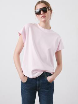 Mango Crew Neck Relaxed T-Shirt, Pastel Pink, Pastel Pink