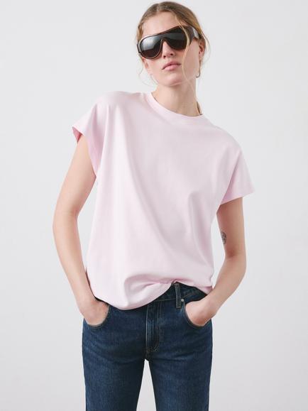 Mango Crew Neck Relaxed T-Shirt, Pastel Pink, Pastel Pink
