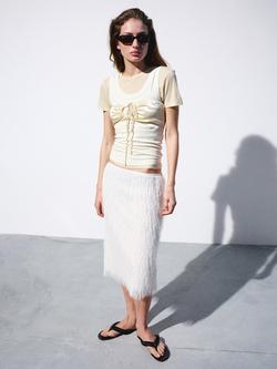 Mango Layered Short Sleeve T-Shirt, Off White, Off White
