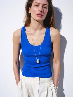 Mango Scoop Neck Slim Fit Vest Top, Blue, Blue