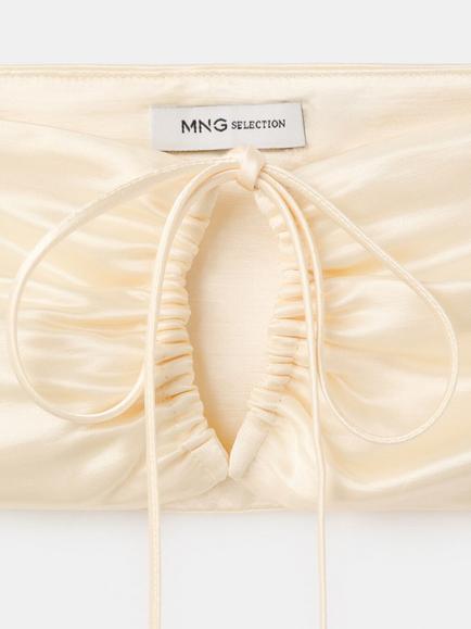 Mango Bandeau Crop Top, Beige - view 2, Beige