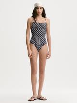 By Malene Birger Astella Signature Flower Print Swimsuit, Black