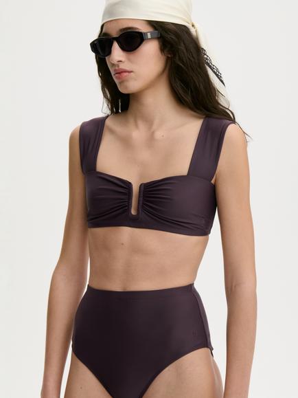 By Malene Birger Belira High Waist Bikini Bottoms, Aubergine, Aubergine
