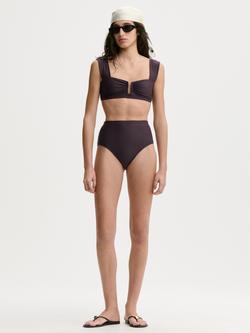 By Malene Birger Belira High Waist Bikini Bottoms, Aubergine - view 2, Aubergine