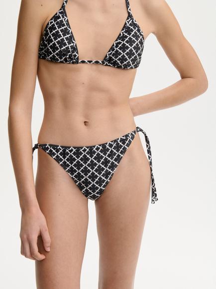 By Malene Birger Astra Signature Flower Print Triangle Bikini Top, Black, Black