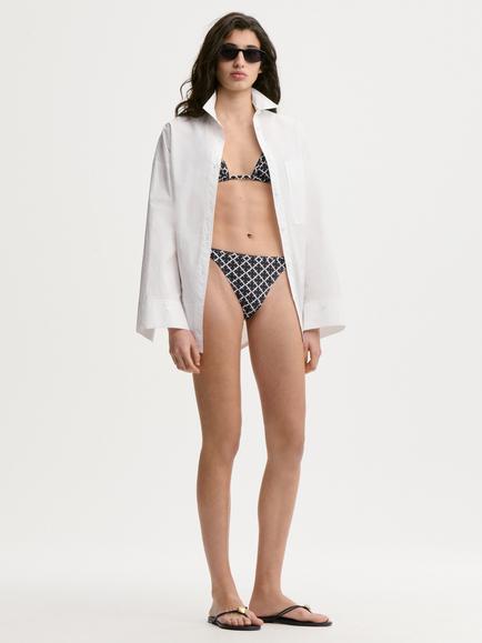 By Malene Birger Astra Signature Flower Print Triangle Bikini Top, Black - view 2, Black