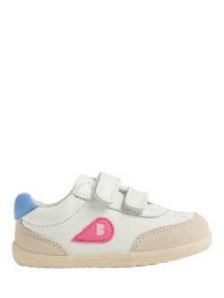 Bobux Kids' Champ Step Up Leather Trainers, White/Pink Lemonade