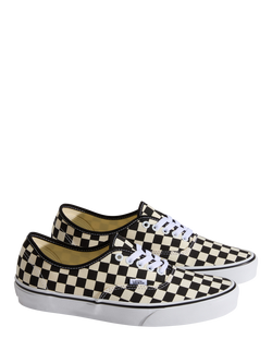 Vans Authentic Check Lace Up Trainers, Black White - view 2, Black White