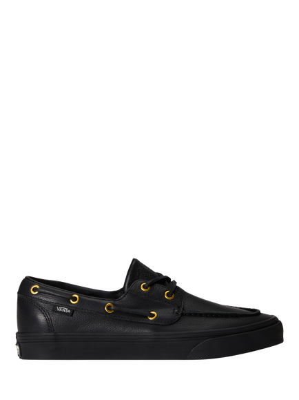 Vans Leather 2 Eye Boat Shoes, Black, Black