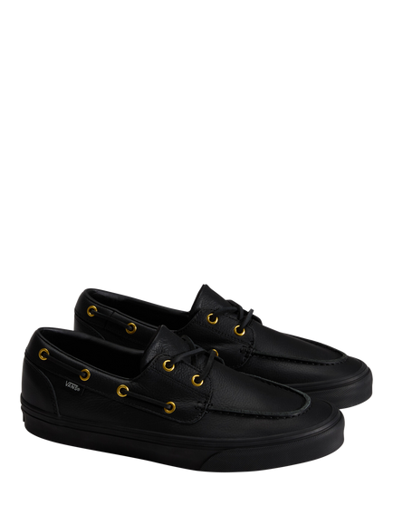 Vans Leather 2 Eye Boat Shoes, Black - view 2, Black