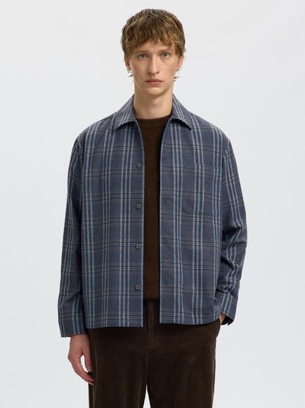 Selected Check Wool Blend Overshirt, Wild Wind, Wild Wind