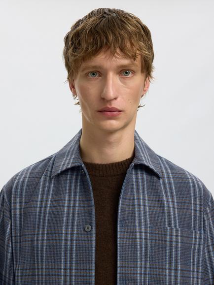 Selected Check Wool Blend Overshirt, Wild Wind - view 2, Wild Wind