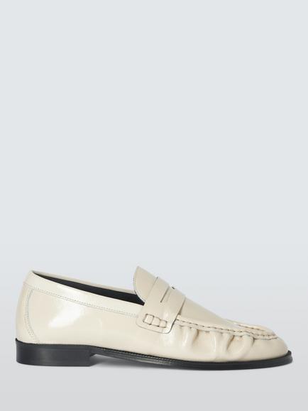 John Lewis Glasgows Leather Soft Ruched Casual Loafers, Off White, Off White