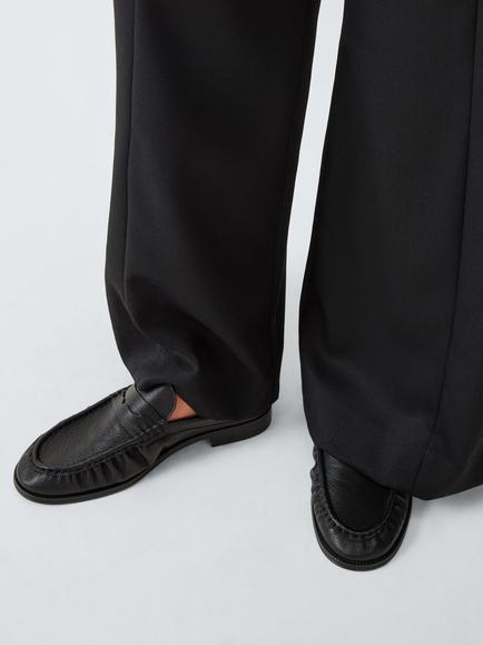 John Lewis Glasgows Leather Soft Ruched Casual Loafers, Black - view 2, Black