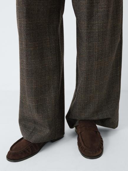 John Lewis Glasgows Suede Soft Ruched Casual Loafers, Chocolate - view 2, Chocolate