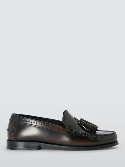 John Lewis Greta Leather Heritage Tassel Smart Loafers, Brown, Brown