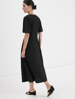 Mango V-Neck Midi Dress, Black - view 2, Black