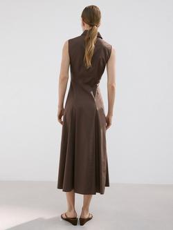 Mango Sleeveless Collared Midi Shirt Dress, Brown - view 2, Brown