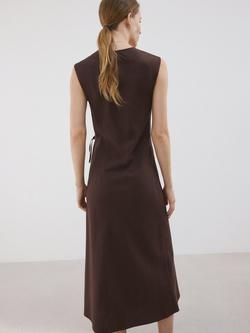 Mango Sleeveless A-Line Midi Dress, Chocolate - view 2, Chocolate