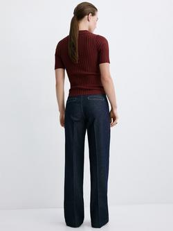 Mango Cotton Wide-Leg Jeans, Blue - view 2, Blue