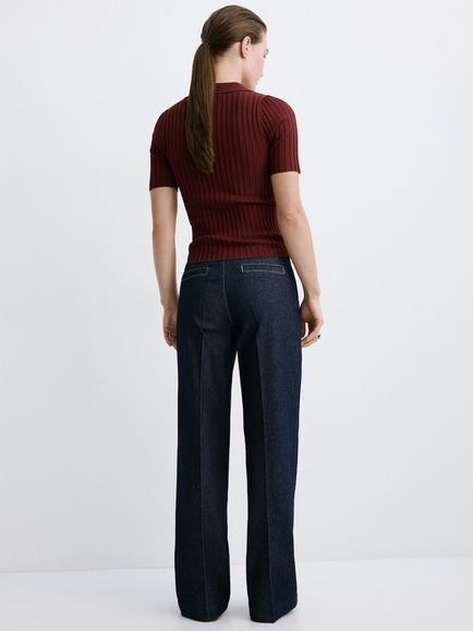 Mango Cotton Wide-Leg Jeans, Blue - view 2, Blue