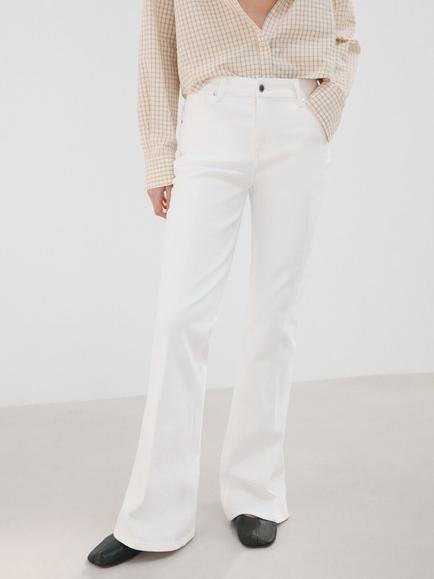 Mango High Rise Flared Jeans, White, White