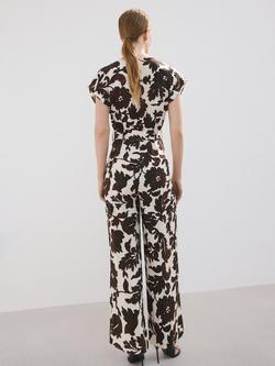 Mango Belted Short Sleeve Wide Leg Jumpsuit, Raw - view 2, Raw