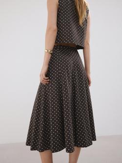 Mango Mid Rise Linen Blend Midi Skirt, Black - view 2, Black