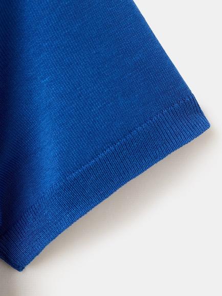 Mango Short Sleeve V-Neck Knit Top - view 2, China Blue