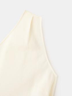 Mango Asymmetric One Shoulder Draped Bow Top, Off White - view 2, Off White