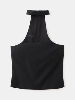 Mango Halterneck Sculpted Top, Black