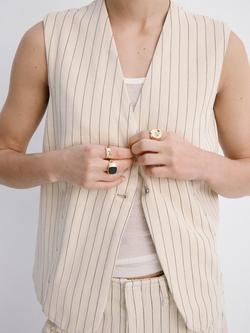 Mango Tailored Button Front V-Neck Waistcoat, Vanilla, Vanilla