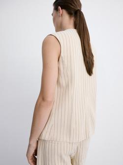 Mango Tailored Button Front V-Neck Waistcoat, Vanilla - view 2, Vanilla