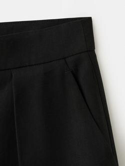 Mango Mid Rise Wide Leg Cropped Trousers, Black - view 2, Black