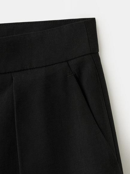 Mango Mid Rise Wide Leg Cropped Trousers, Black - view 2, Black