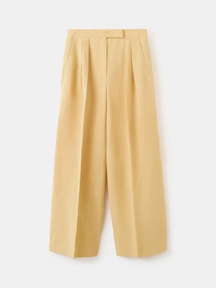 Mango Mid Rise Wide Leg Tailored Trousers, Mustard, Mustard