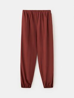 Mango Mid Rise Elastic Waist Cuff Leg Trousers, Terracotta, Terracotta
