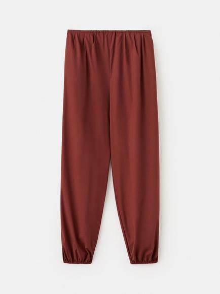 Mango Mid Rise Elastic Waist Cuff Leg Trousers, Terracotta, Terracotta