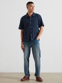Farah Olsen Cotton Regular Fit Textured Shirt, Aegean Blue - view 2, Aegean Blue
