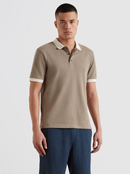 Farah Clement Cotton Regular Fit Short Sleeve Polo Shirt, Stone Grey, Stone Grey