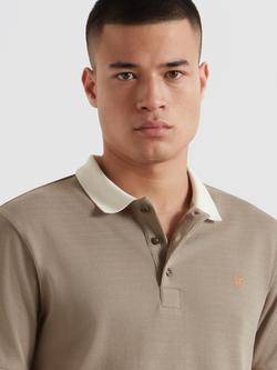 Farah Clement Cotton Regular Fit Short Sleeve Polo Shirt, Stone Grey - view 2, Stone Grey