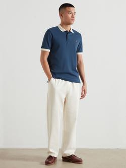 Farah Clement Cotton Regular Fit Short Sleeve Polo Shirt, Aegean Blue - view 2, Aegean Blue