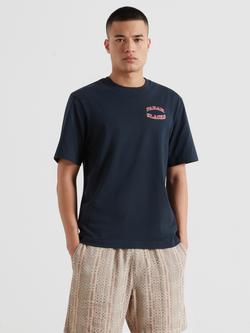 Farah Caligo Cotton Regular Fit Short Sleeve Graphic T-Shirt, True Navy, True Navy
