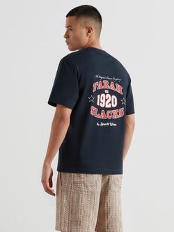 Farah Caligo Cotton Regular Fit Short Sleeve Graphic T-Shirt, True Navy - view 2, True Navy