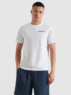 Farah Clissold Cotton Regular Fit Short Sleeve Logo T-Shirt, White, White