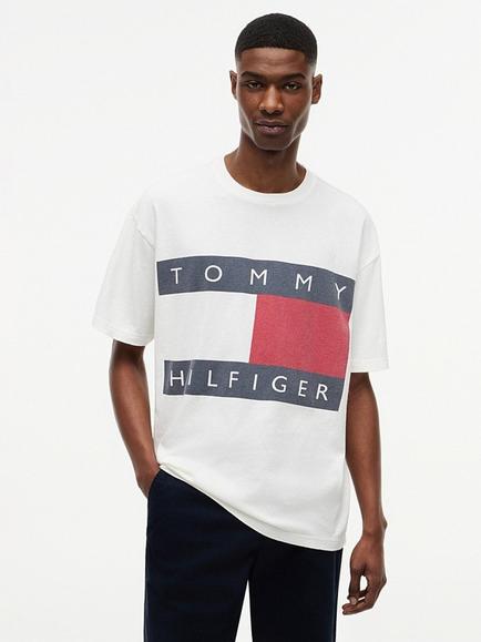 Tommy Hilfiger Cotton Loose Fit Heritage Flag T-Shirt, White, White